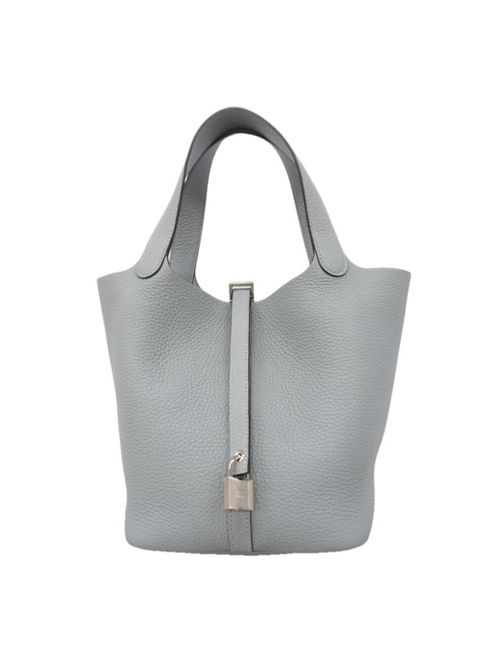Hermes Handbag Picotin Lock MM Taurillon Clemence Gray Pantin Silver